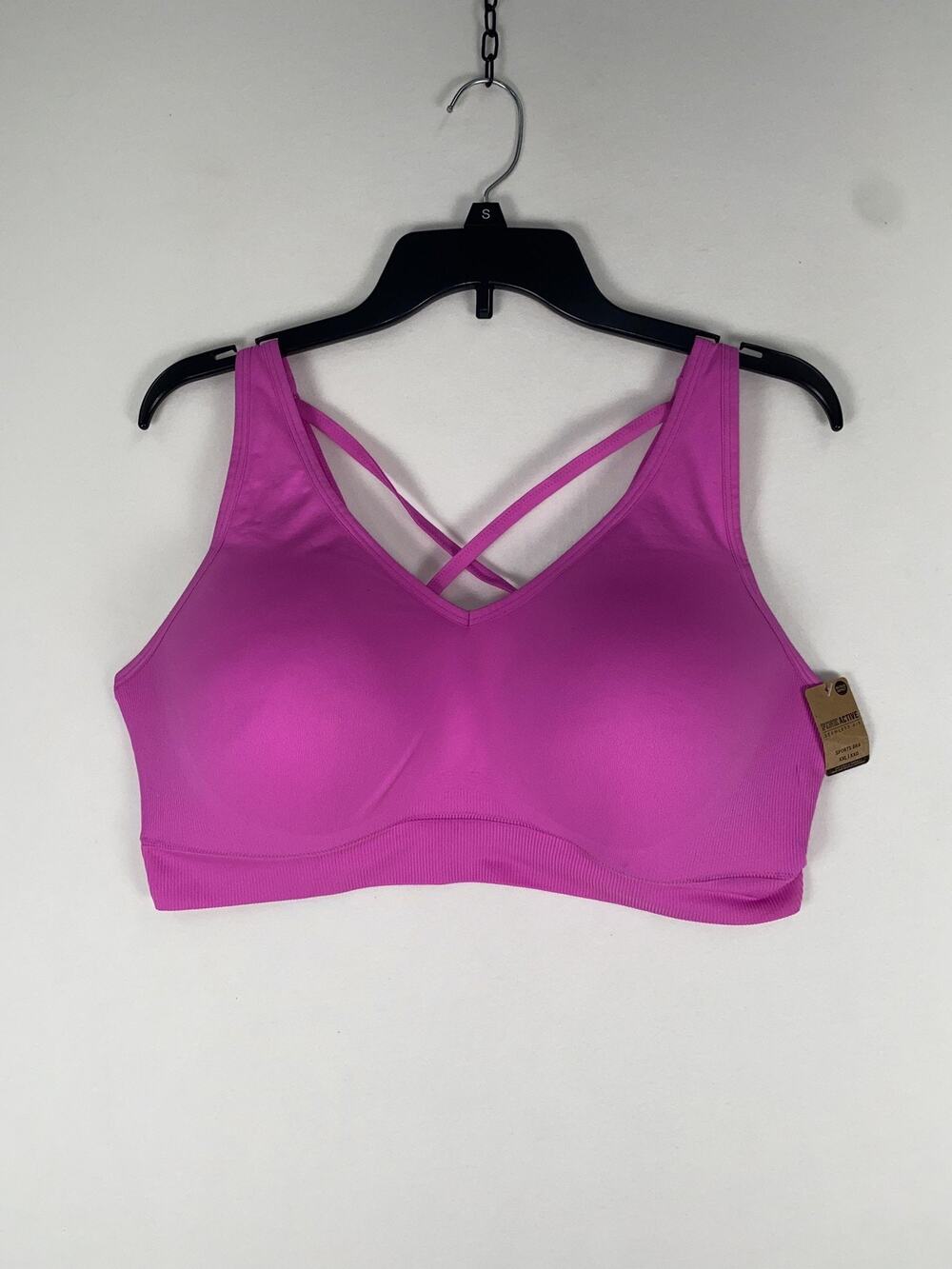 PINK ACTIVE Sports Bra Womens XXL Pink Seamless Air Medium Impact Crossback